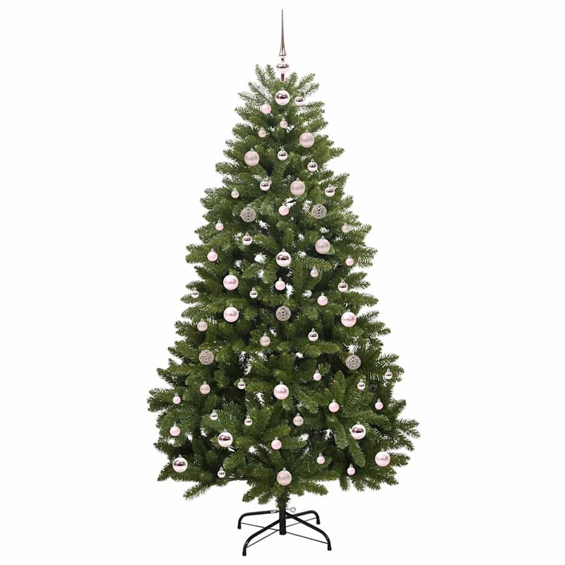 vidaXL Mű karácsonyfa LED -es lámpákkal Zöld 180 cm PVC és fém