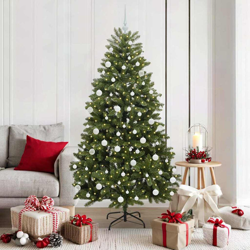 vidaXL Mű karácsonyfa LED -es lámpákkal Zöld 180 cm PVC és fém