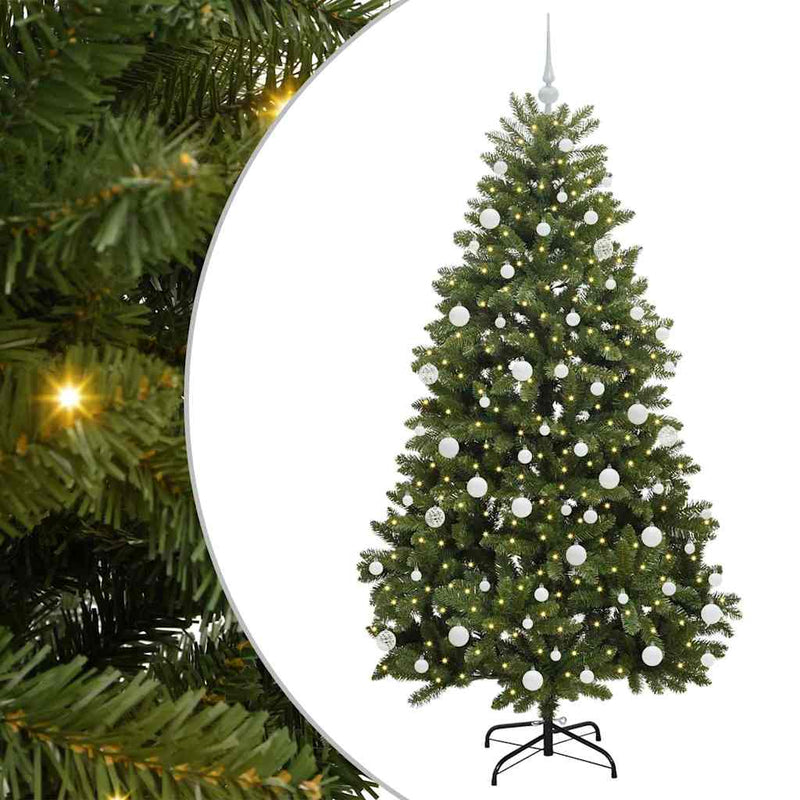 vidaXL Mű karácsonyfa LED -es lámpákkal Zöld 180 cm PVC és fém