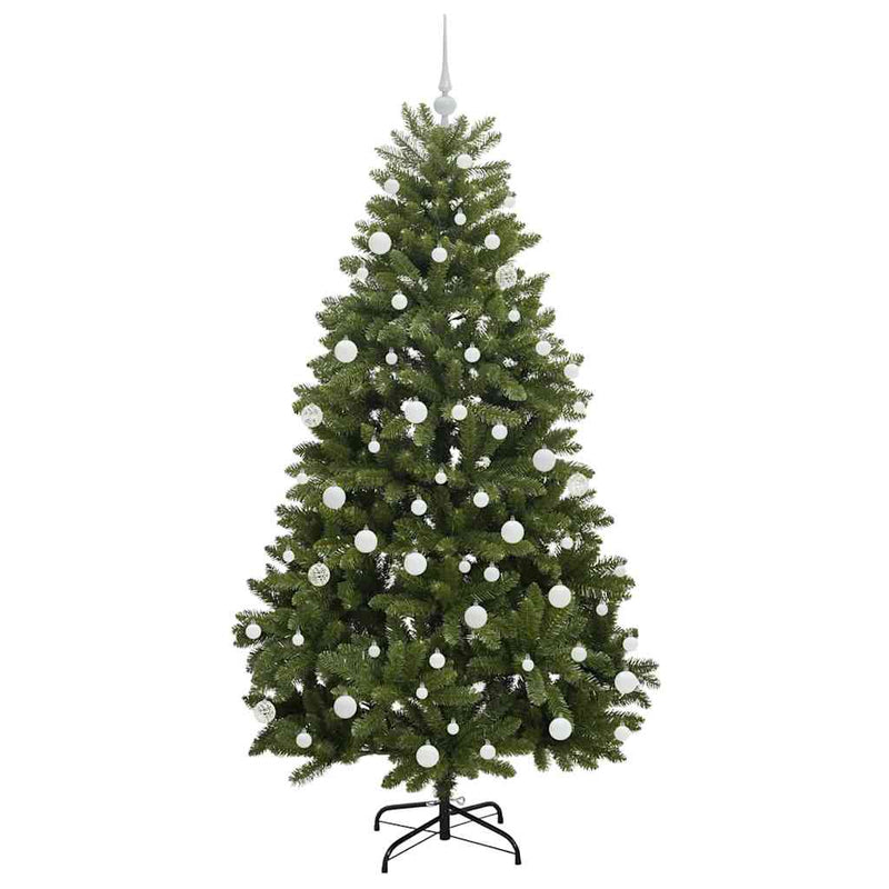vidaXL Mű karácsonyfa LED -es lámpákkal Zöld 180 cm PVC és fém