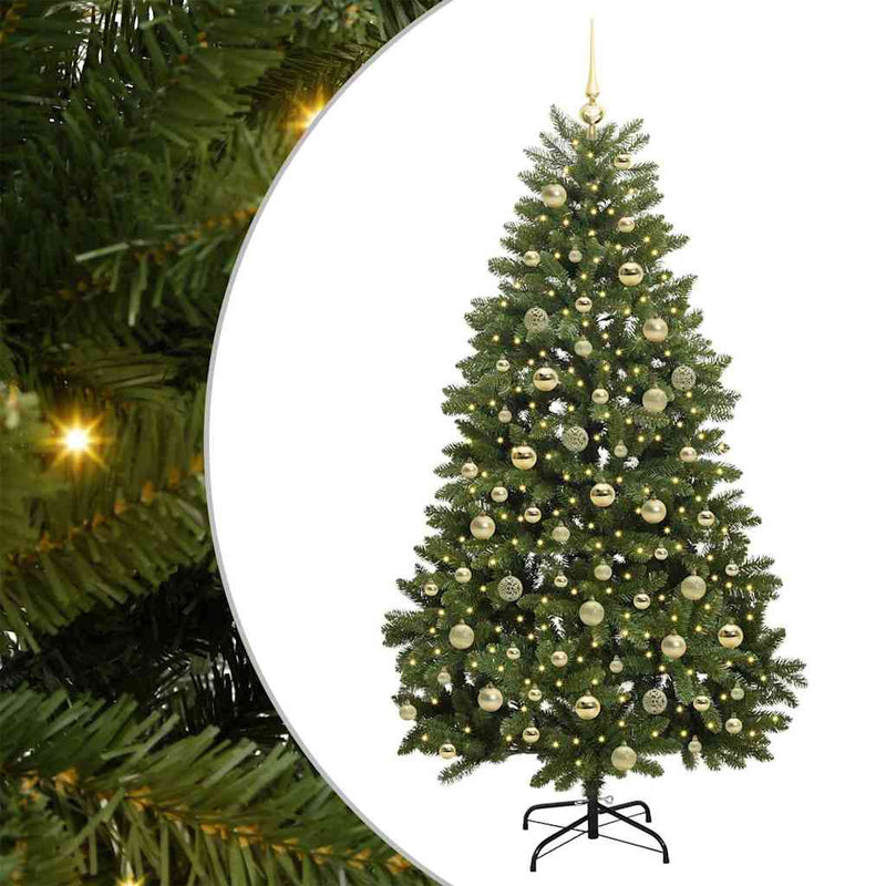 vidaXL Mű karácsonyfa LED -es lámpákkal Zöld 180 cm PVC és fém