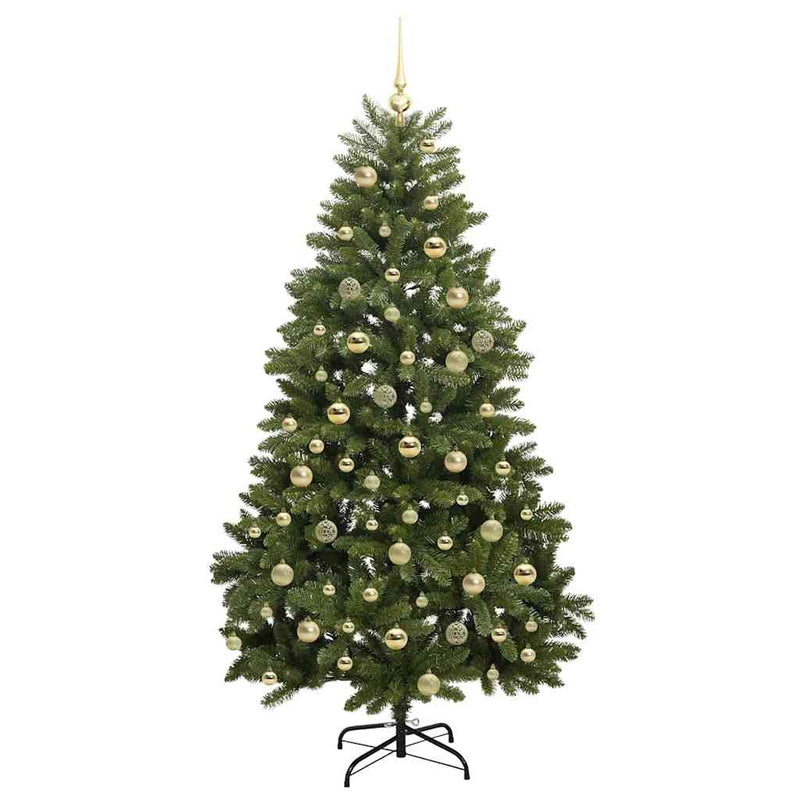 vidaXL Mű karácsonyfa LED -es lámpákkal Zöld 180 cm PVC és fém