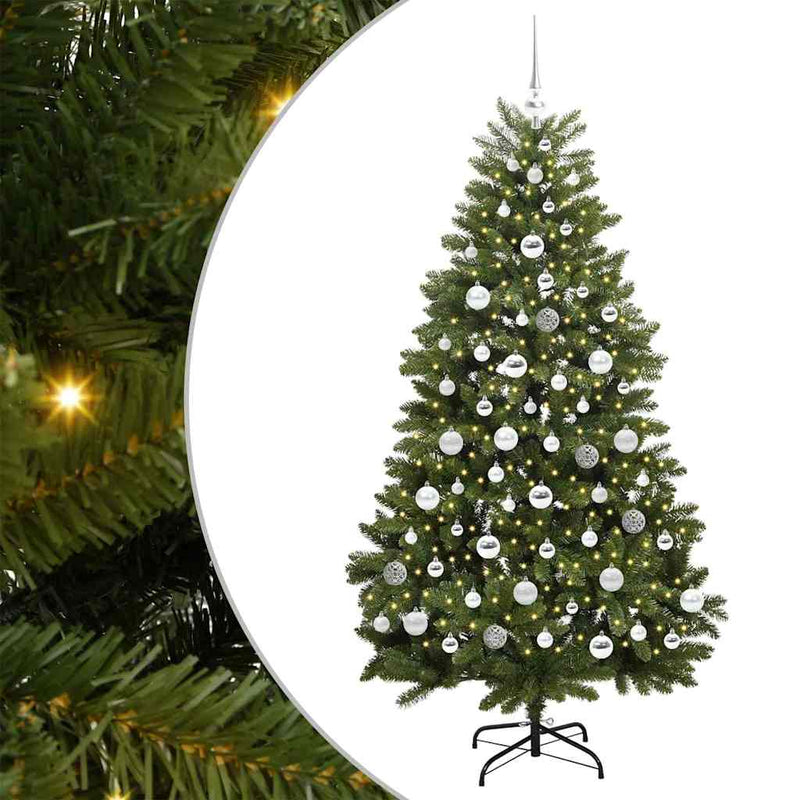 vidaXL Mű karácsonyfa LED -es lámpákkal Zöld 180 cm PVC és fém