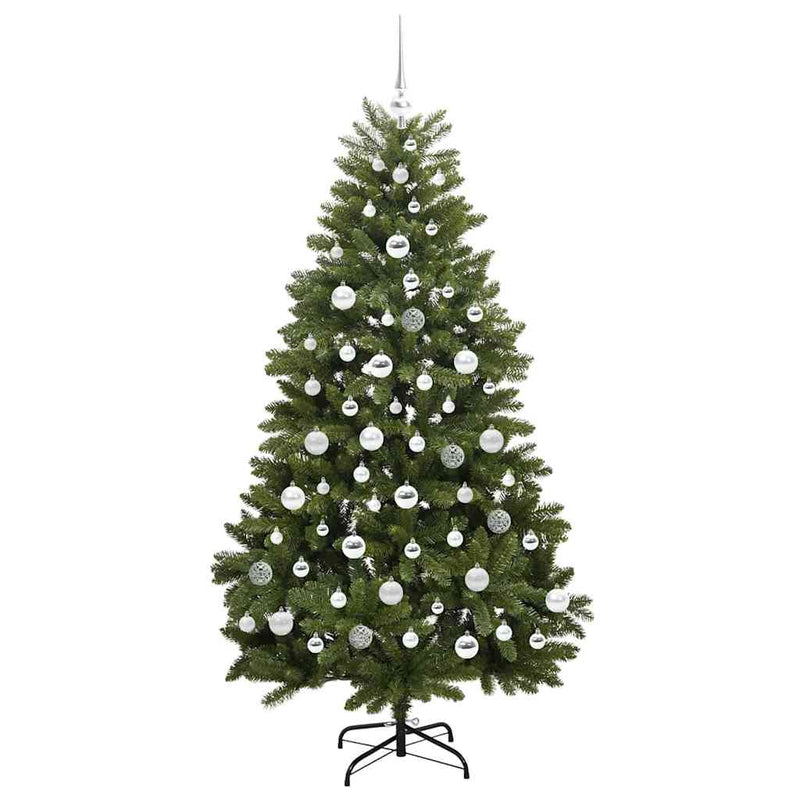 vidaXL Mű karácsonyfa LED -es lámpákkal Zöld 180 cm PVC és fém