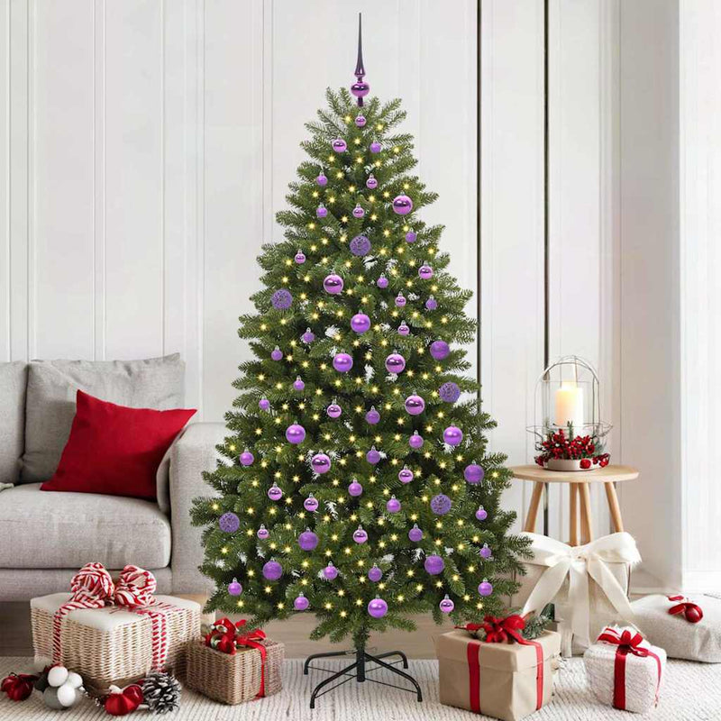 vidaXL Mű karácsonyfa LED -es lámpákkal Zöld 180 cm PVC és fém
