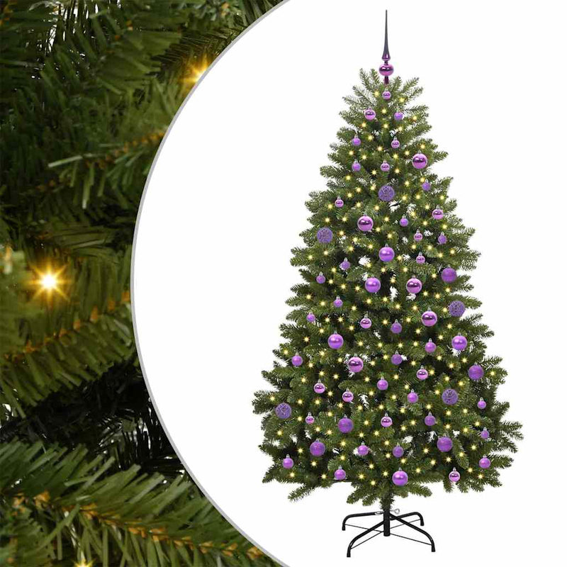 vidaXL Mű karácsonyfa LED -es lámpákkal Zöld 180 cm PVC és fém
