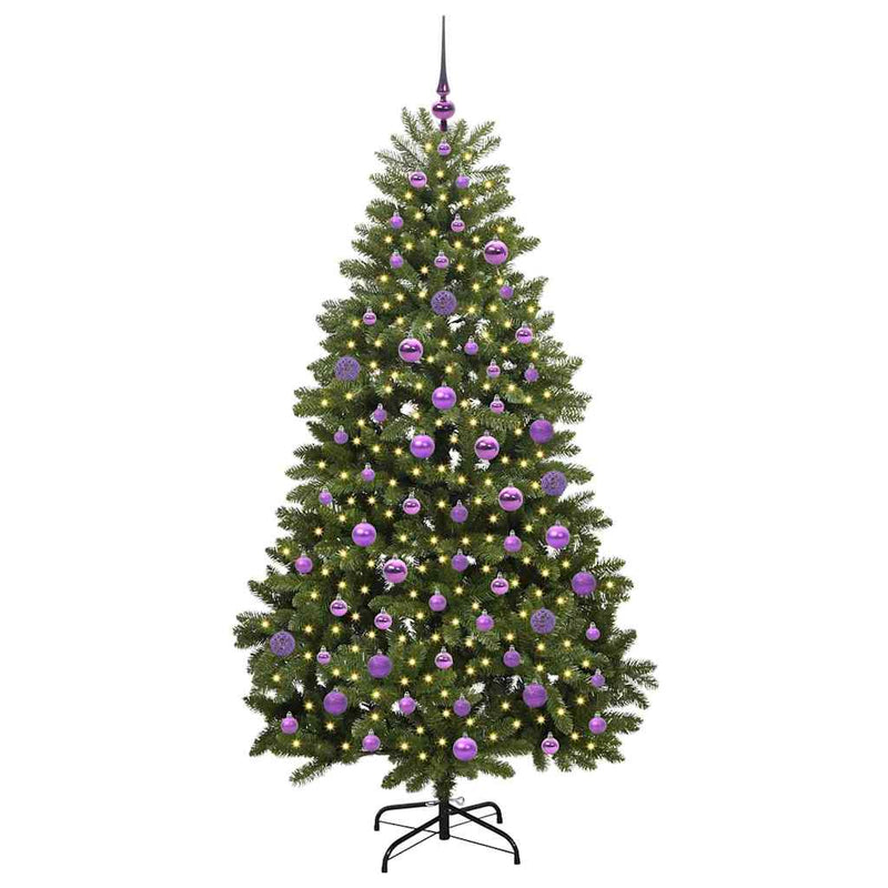vidaXL Mű karácsonyfa LED -es lámpákkal Zöld 180 cm PVC és fém