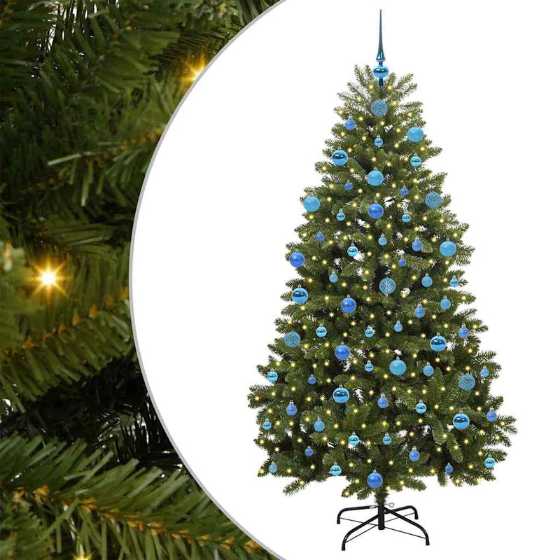 vidaXL Mű karácsonyfa LED -es lámpákkal Zöld 180 cm PVC és fém