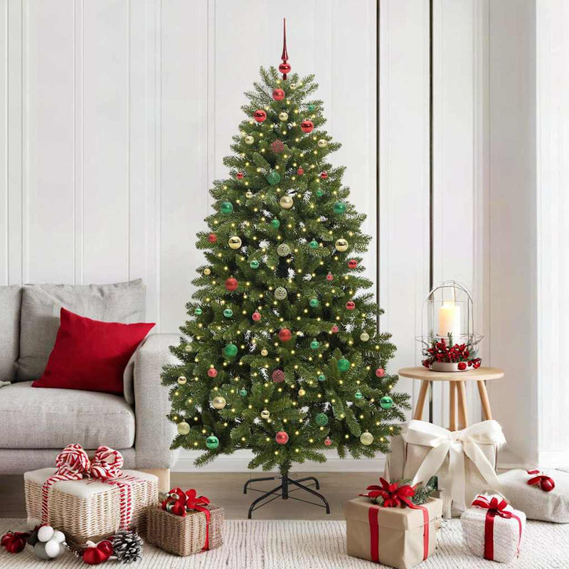 vidaXL Mű karácsonyfa LED -es lámpákkal Zöld 180 cm PVC és fém