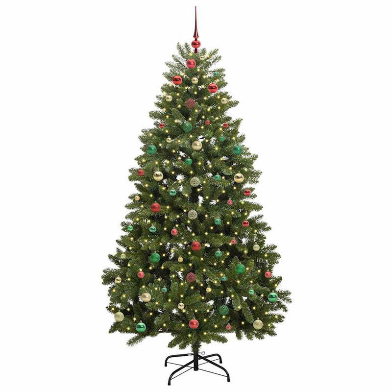 vidaXL Mű karácsonyfa LED -es lámpákkal Zöld 180 cm PVC és fém