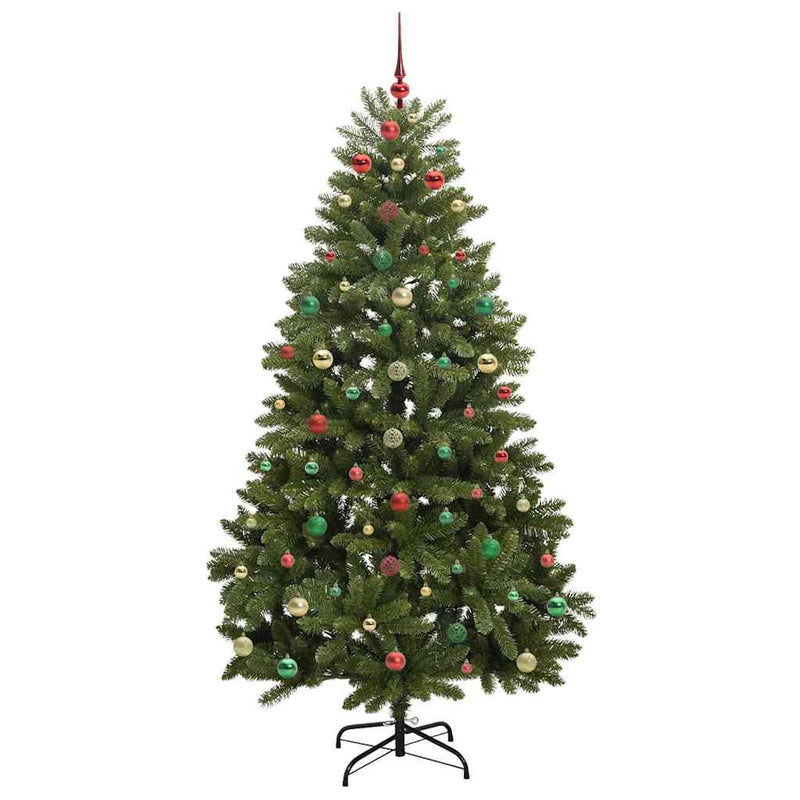 vidaXL Mű karácsonyfa LED -es lámpákkal Zöld 180 cm PVC és fém