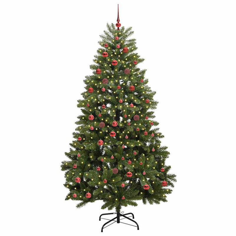 vidaXL Mű karácsonyfa LED -es lámpákkal Zöld 210 cm PVC és fém