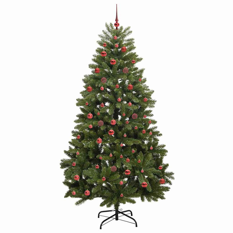 vidaXL Mű karácsonyfa LED -es lámpákkal Zöld 210 cm PVC és fém