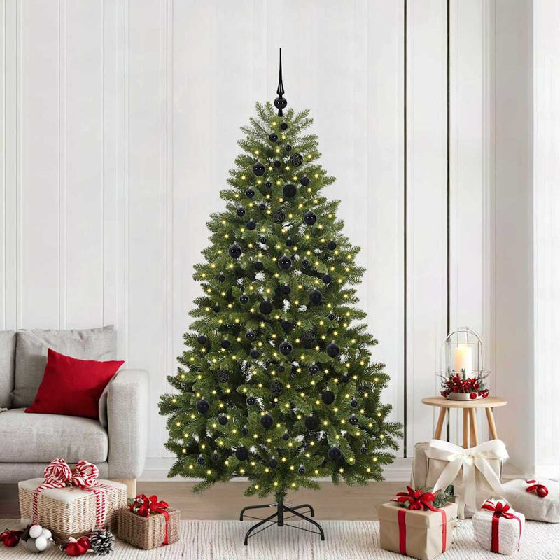 vidaXL Mű karácsonyfa LED -es lámpákkal Zöld 210 cm PVC és fém