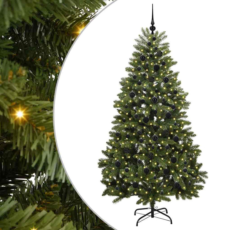vidaXL Mű karácsonyfa LED -es lámpákkal Zöld 210 cm PVC és fém