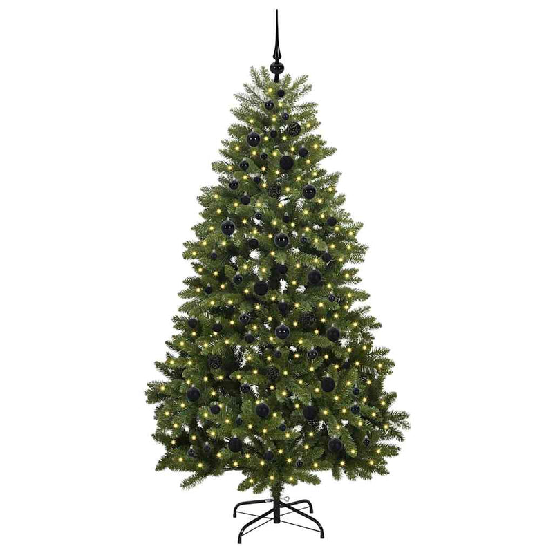 vidaXL Mű karácsonyfa LED -es lámpákkal Zöld 210 cm PVC és fém