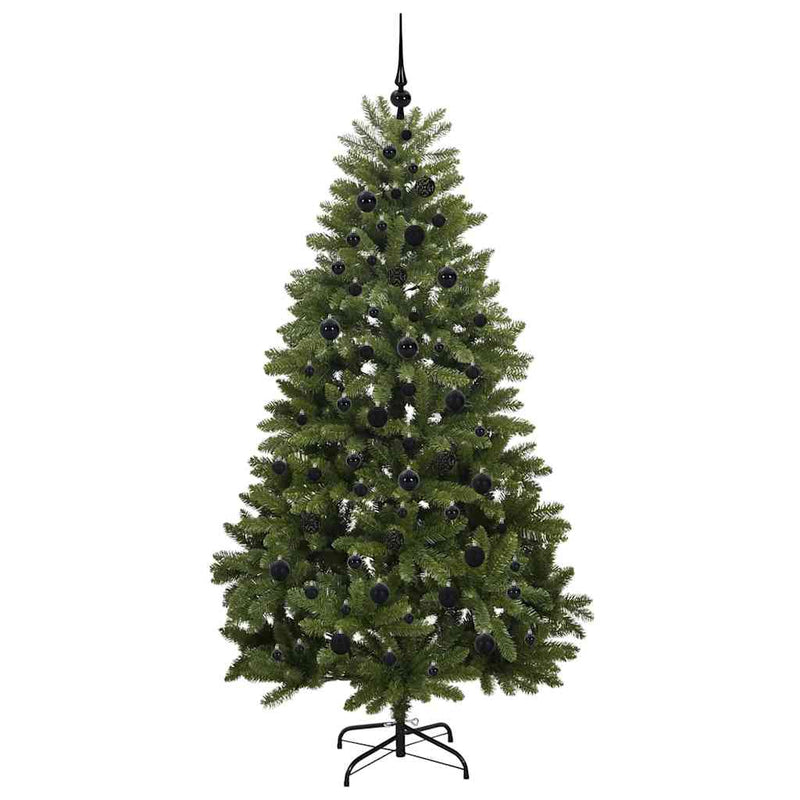 vidaXL Mű karácsonyfa LED -es lámpákkal Zöld 210 cm PVC és fém