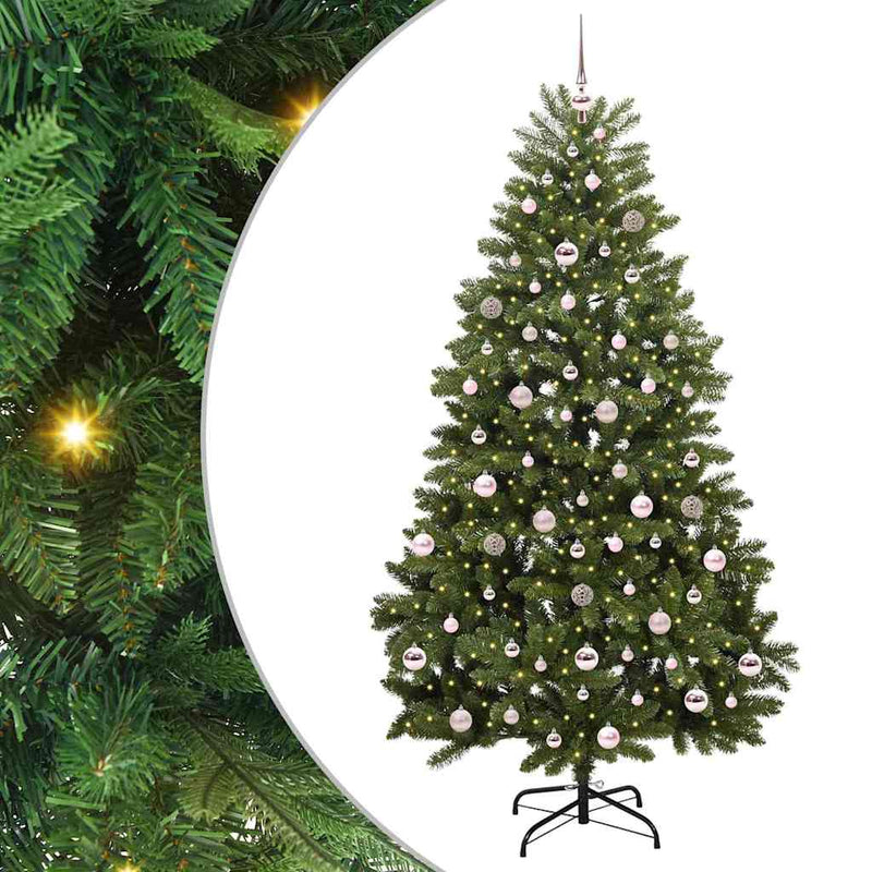 vidaXL Mű karácsonyfa LED -es lámpákkal Zöld 210 cm PVC és fém