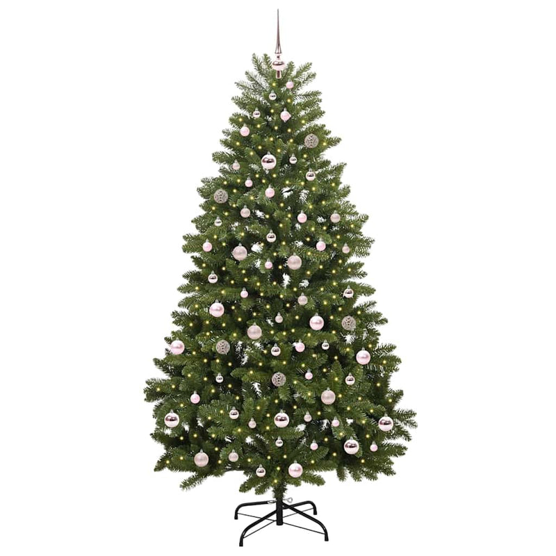 vidaXL Mű karácsonyfa LED -es lámpákkal Zöld 210 cm PVC és fém