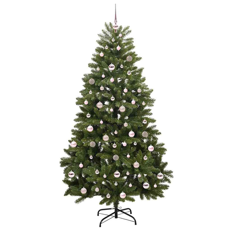 vidaXL Mű karácsonyfa LED -es lámpákkal Zöld 210 cm PVC és fém