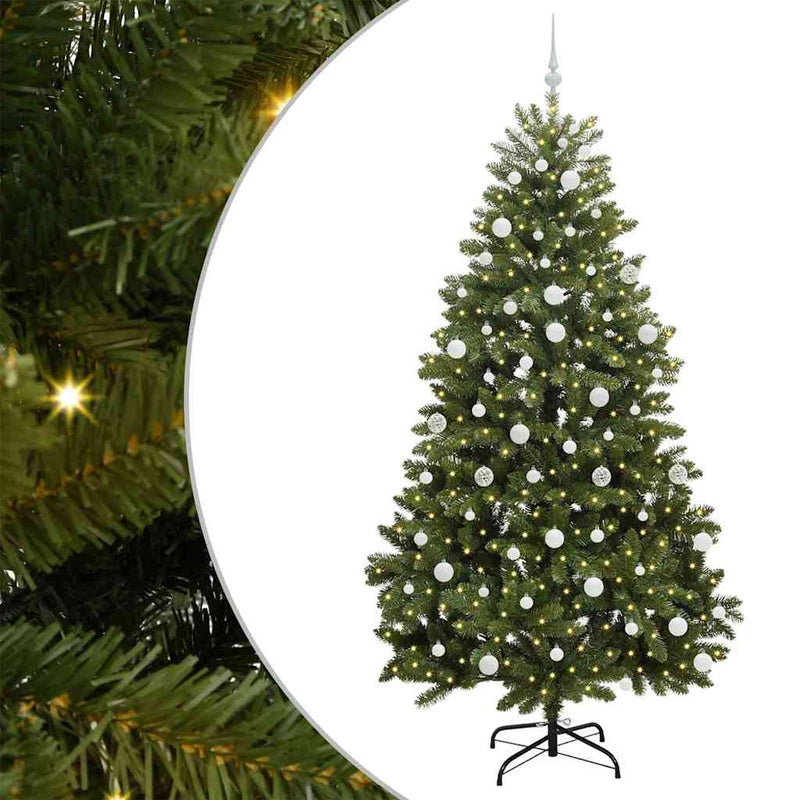 vidaXL Mű karácsonyfa LED -es lámpákkal Zöld 210 cm PVC és fém
