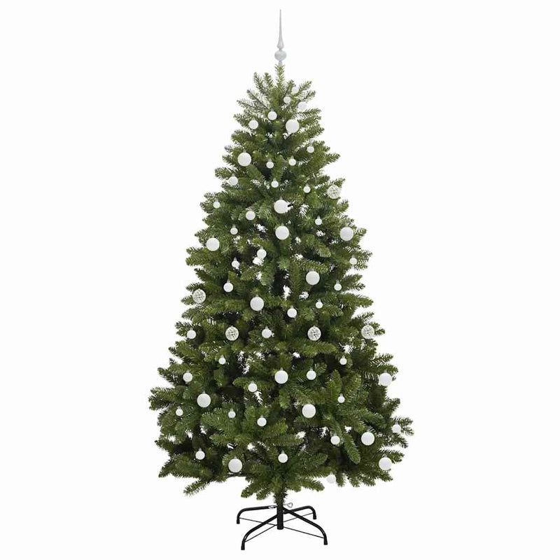 vidaXL Mű karácsonyfa LED -es lámpákkal Zöld 210 cm PVC és fém