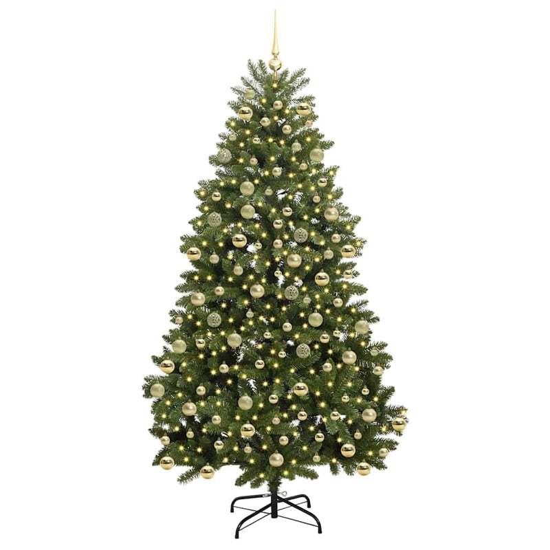 vidaXL Mű karácsonyfa LED -es lámpákkal Zöld 210 cm PVC és fém