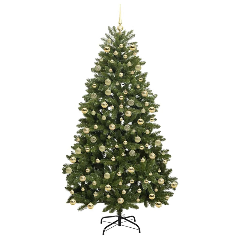 vidaXL Mű karácsonyfa LED -es lámpákkal Zöld 210 cm PVC és fém