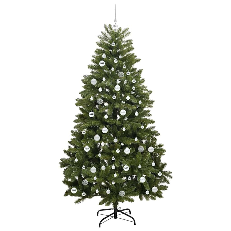 vidaXL Mű karácsonyfa LED -es lámpákkal Zöld 210 cm PVC és fém