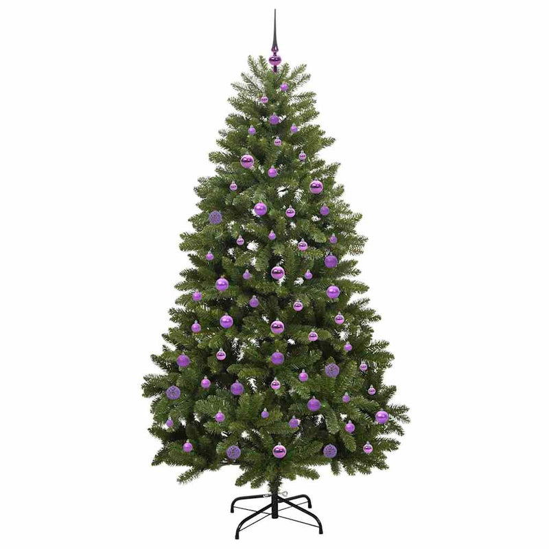 vidaXL Mű karácsonyfa LED -es lámpákkal Zöld 210 cm PVC és fém