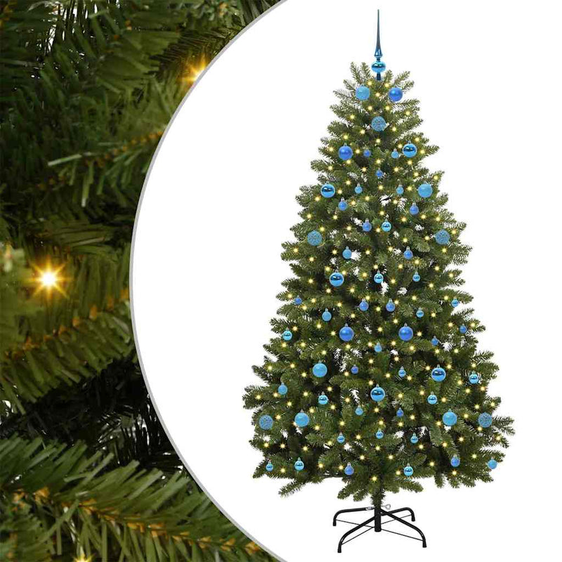 vidaXL Mű karácsonyfa LED -es lámpákkal Zöld 210 cm PVC és fém