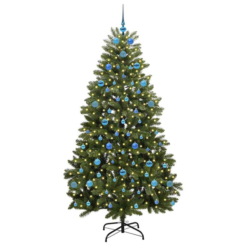 vidaXL Mű karácsonyfa LED -es lámpákkal Zöld 210 cm PVC és fém