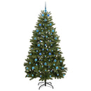 vidaXL Mű karácsonyfa 300 LED-del Zöld 210 cm PVC és fém