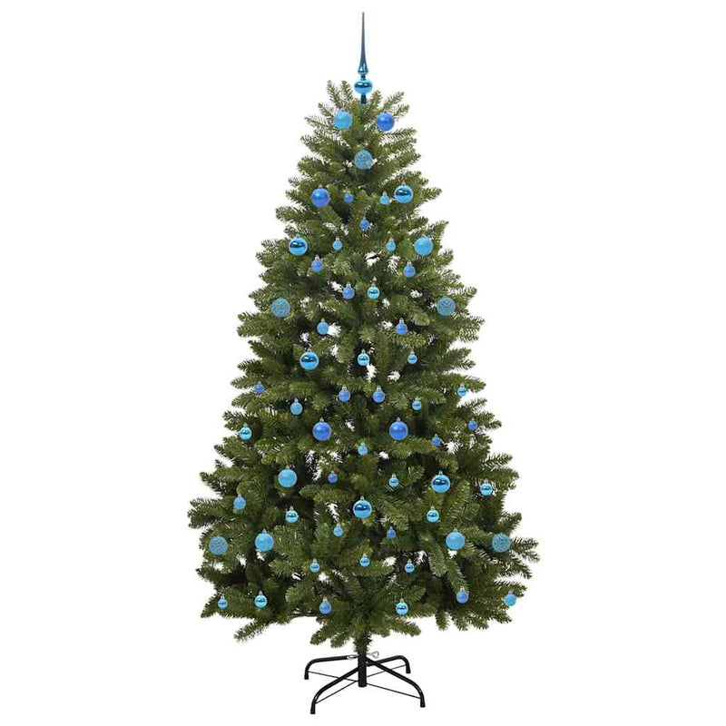 vidaXL Mű karácsonyfa LED -es lámpákkal Zöld 210 cm PVC és fém