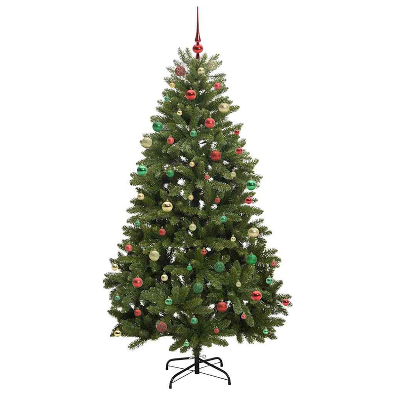 vidaXL Mű karácsonyfa LED -es lámpákkal Zöld 210 cm PVC és fém