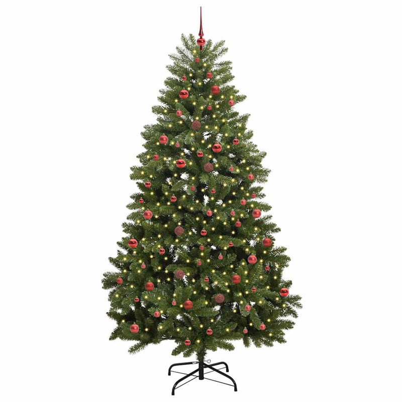 vidaXL Mű karácsonyfa LED -es lámpákkal Zöld 240 cm PVC és fém