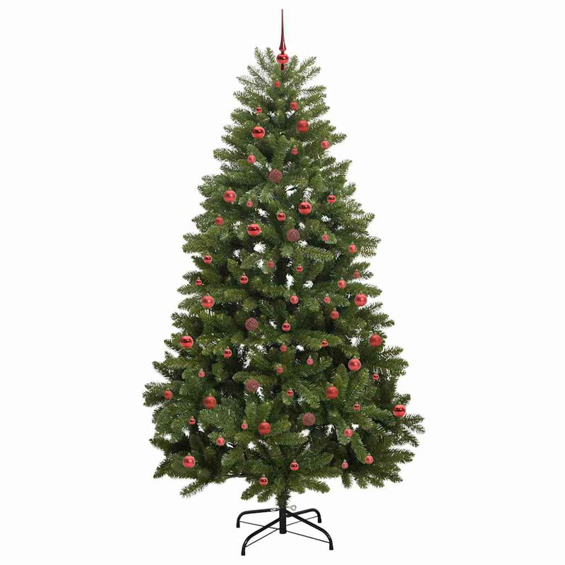 vidaXL Mű karácsonyfa LED -es lámpákkal Zöld 240 cm PVC és fém