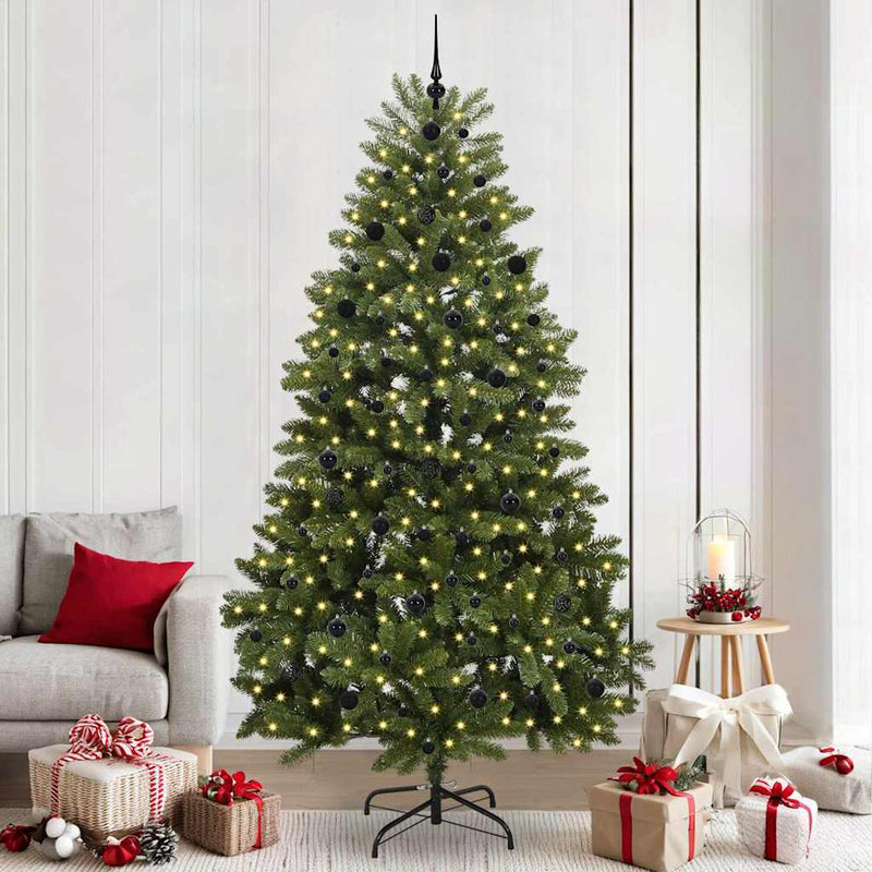 vidaXL Mű karácsonyfa LED -es lámpákkal Zöld 240 cm PVC és fém