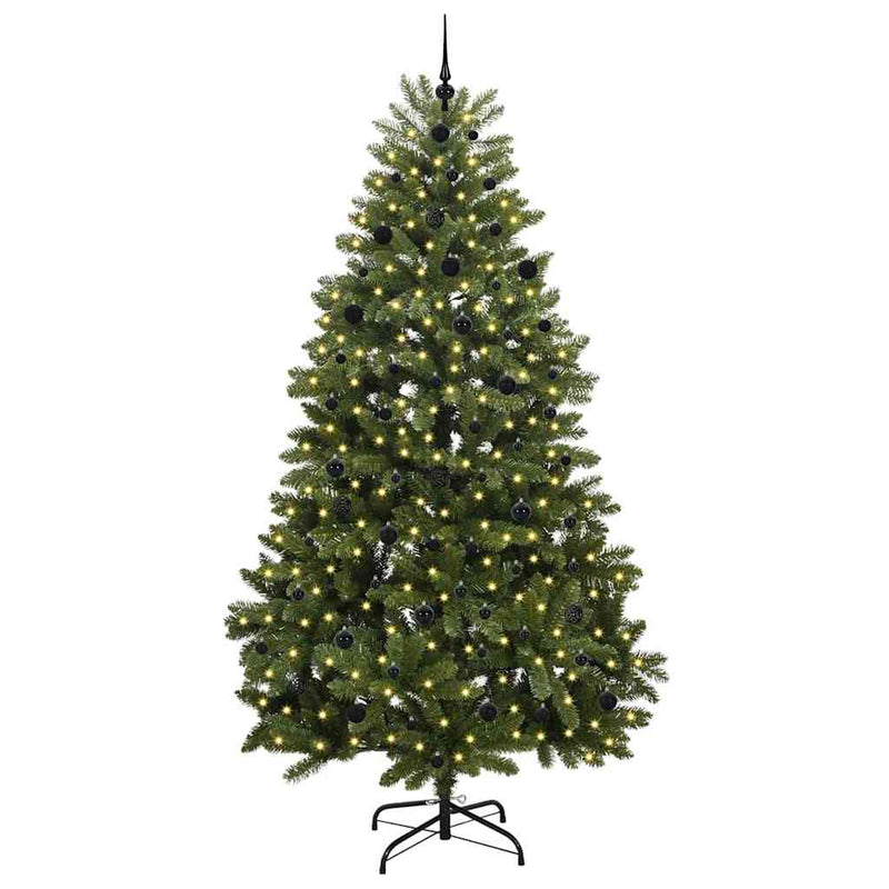 vidaXL Mű karácsonyfa LED -es lámpákkal Zöld 240 cm PVC és fém