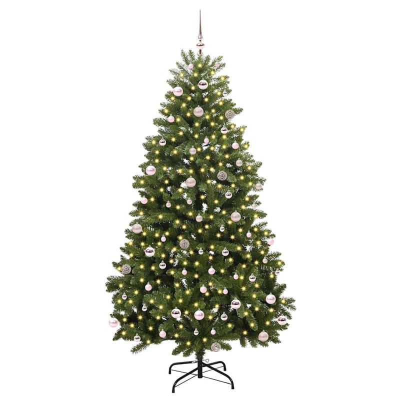 vidaXL Mű karácsonyfa LED -es lámpákkal Zöld 240 cm PVC és fém