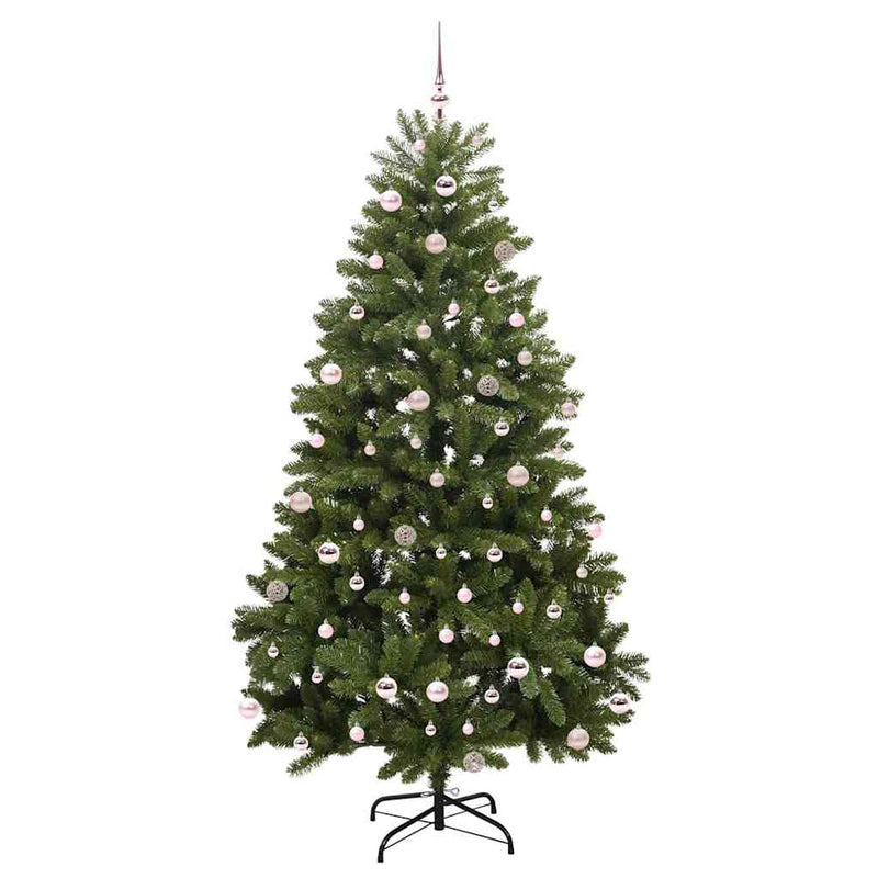 vidaXL Mű karácsonyfa LED -es lámpákkal Zöld 240 cm PVC és fém