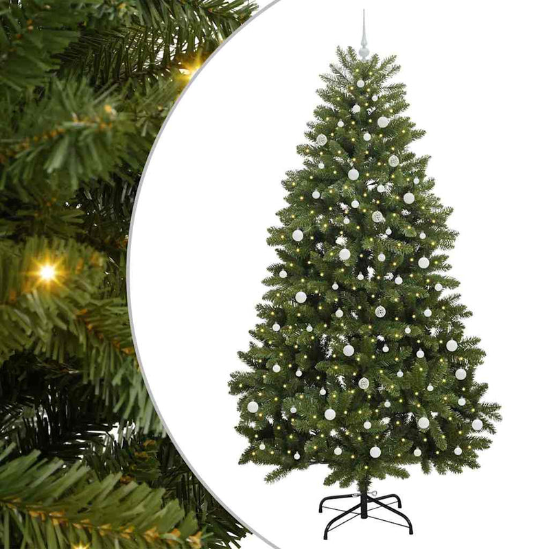 vidaXL Mű karácsonyfa LED -es lámpákkal Zöld 240 cm PVC és fém