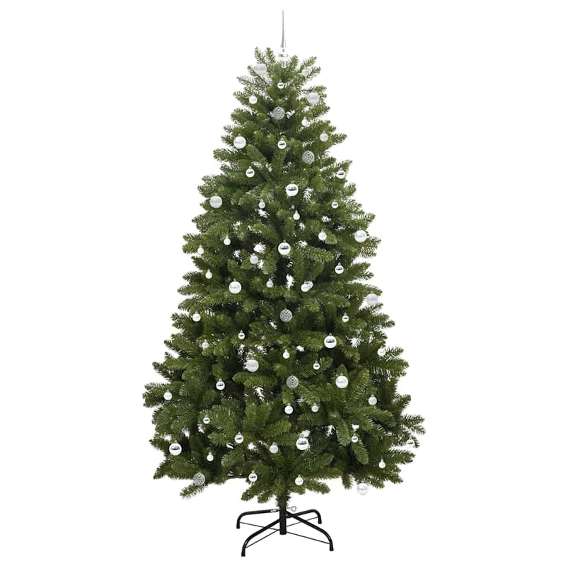 vidaXL Mű karácsonyfa LED -es lámpákkal Zöld 240 cm PVC és fém