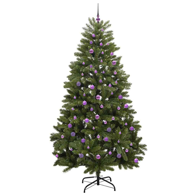 vidaXL Mű karácsonyfa LED -es lámpákkal Zöld 240 cm PVC és fém
