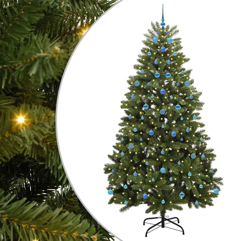 vidaXL Mű karácsonyfa LED -es lámpákkal Zöld 240 cm PVC és fém