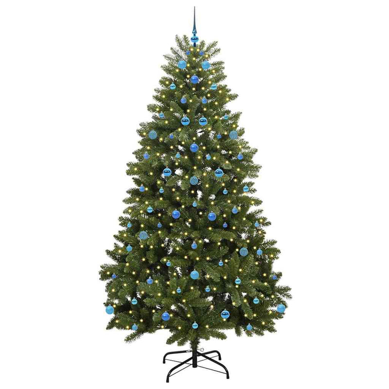 vidaXL Mű karácsonyfa LED -es lámpákkal Zöld 240 cm PVC és fém