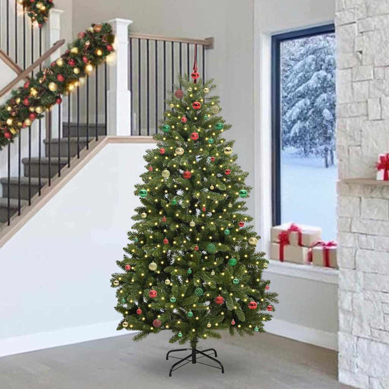 vidaXL Mű karácsonyfa LED -es lámpákkal Zöld 240 cm PVC és fém
