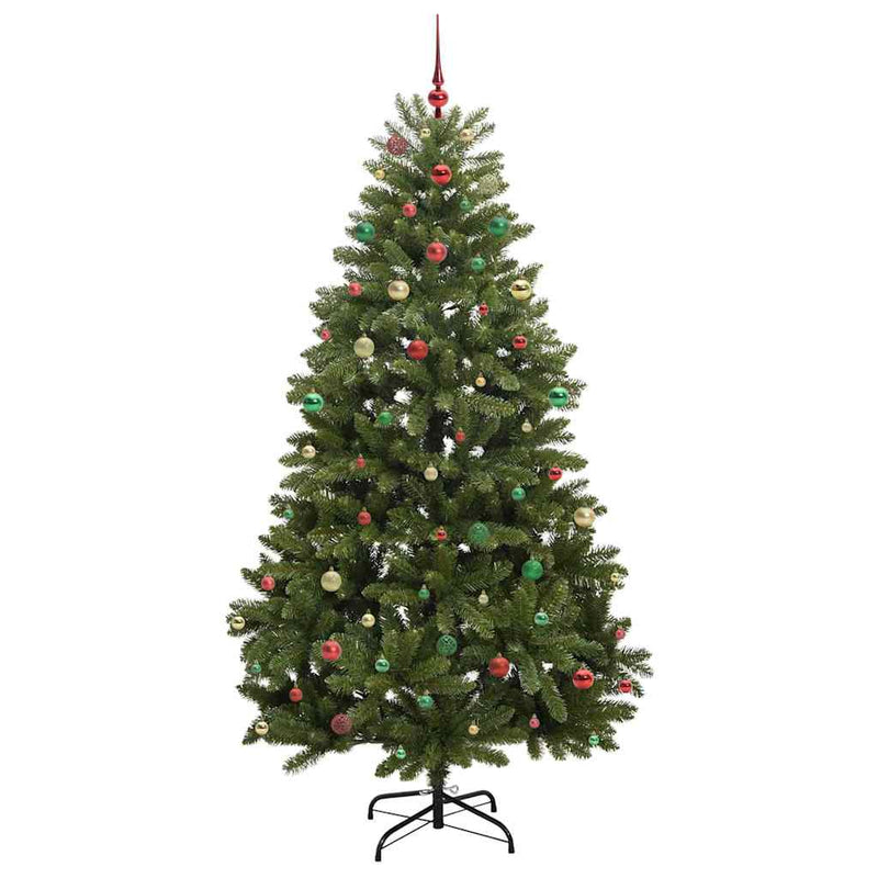 vidaXL Mű karácsonyfa LED -es lámpákkal Zöld 240 cm PVC és fém