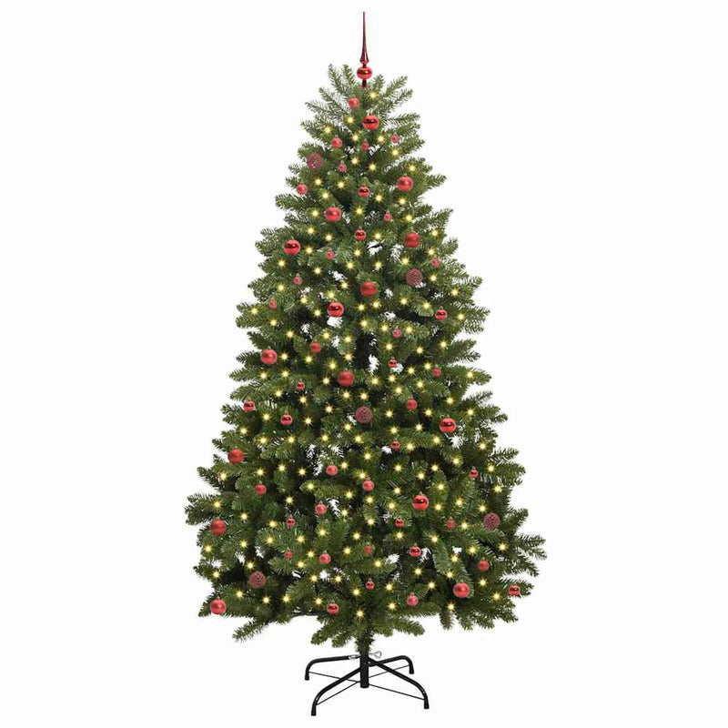 vidaXL Mű karácsonyfa LED -es lámpákkal Zöld 270 cm PVC és fém