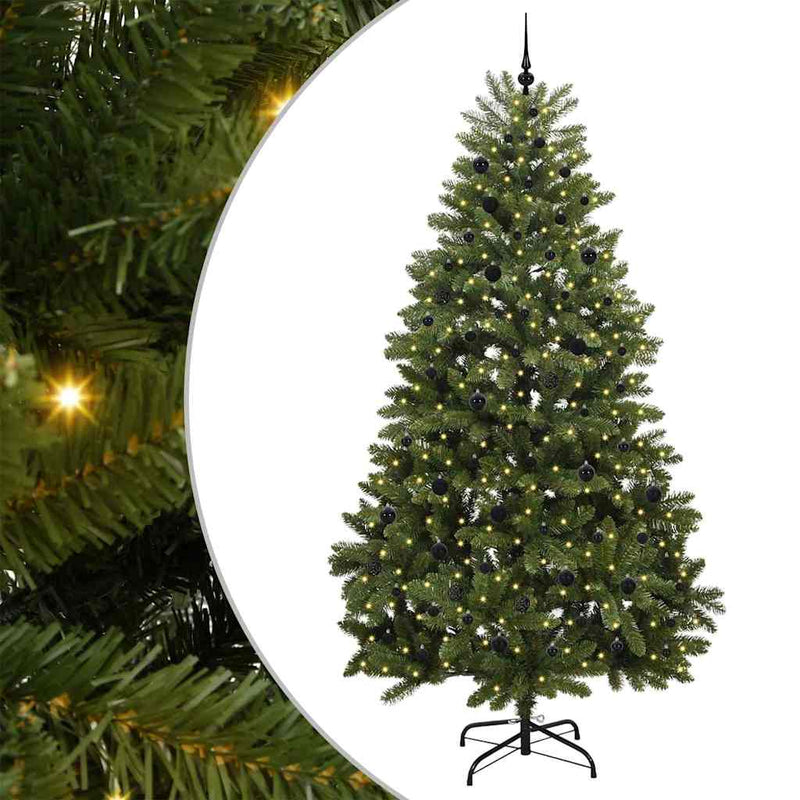 vidaXL Mű karácsonyfa LED -es lámpákkal Zöld 270 cm PVC és fém